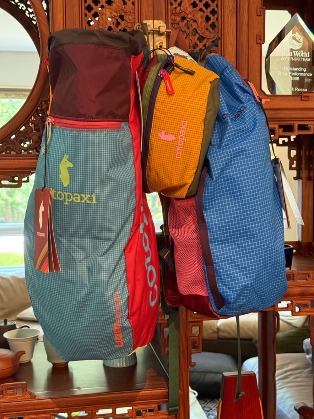 cotopaxi batac 16L and Lozon 18L in Blue, Red & Yellow